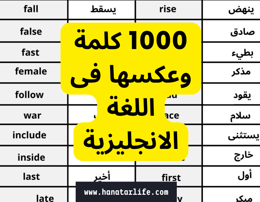 1000 كلمة وتضادها في اللغة الانجليزية pdf
