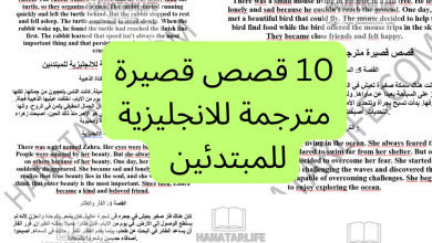 10 قصص قصيرة مترجمة للانجليزية للمبتدئين