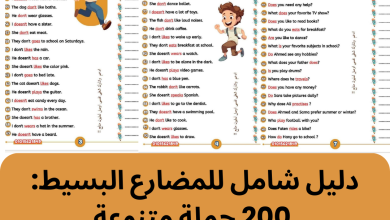 دليل شامل للمضارع البسيط: 200 جملة متنوعة